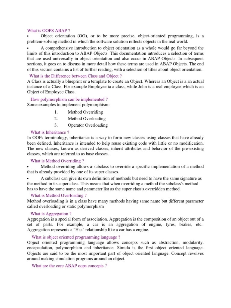 What Is Oops Abap PDF Method Programming) Class