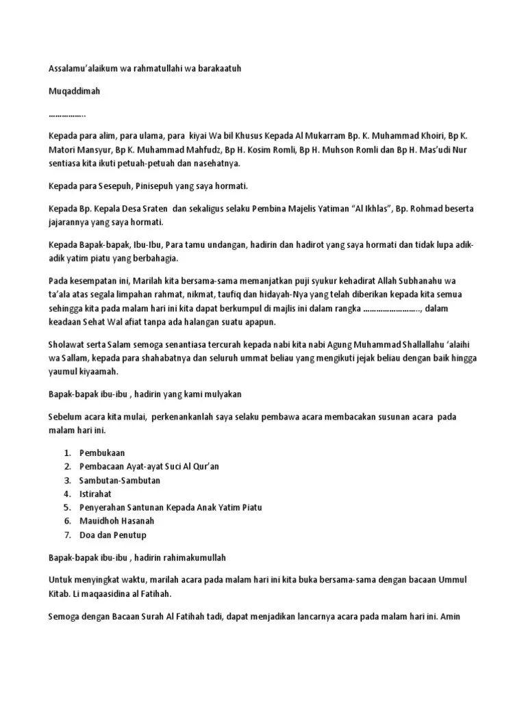 Contoh Teks Sambutan Santunan Anak Yatim - tukaffe.com