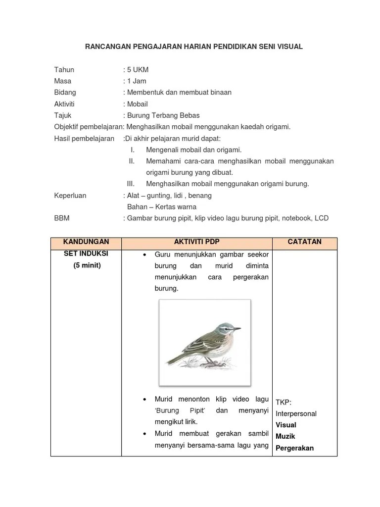 Rancangan Pengajaran Harian PSV Tahun 5 | PDF