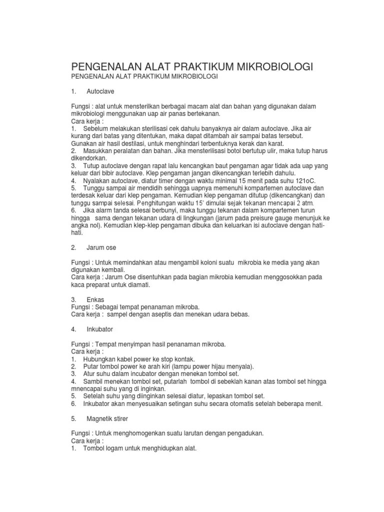 Pengenalan Alat Praktikum Mikrobiologi