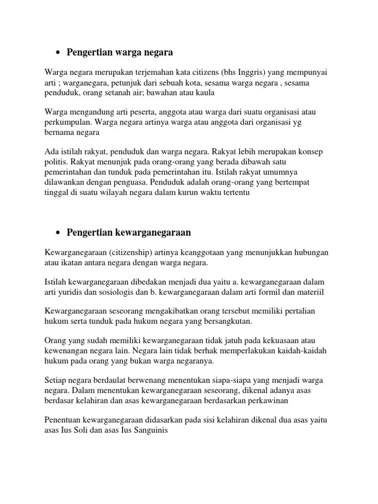 Pengertian Warga Negara | PDF