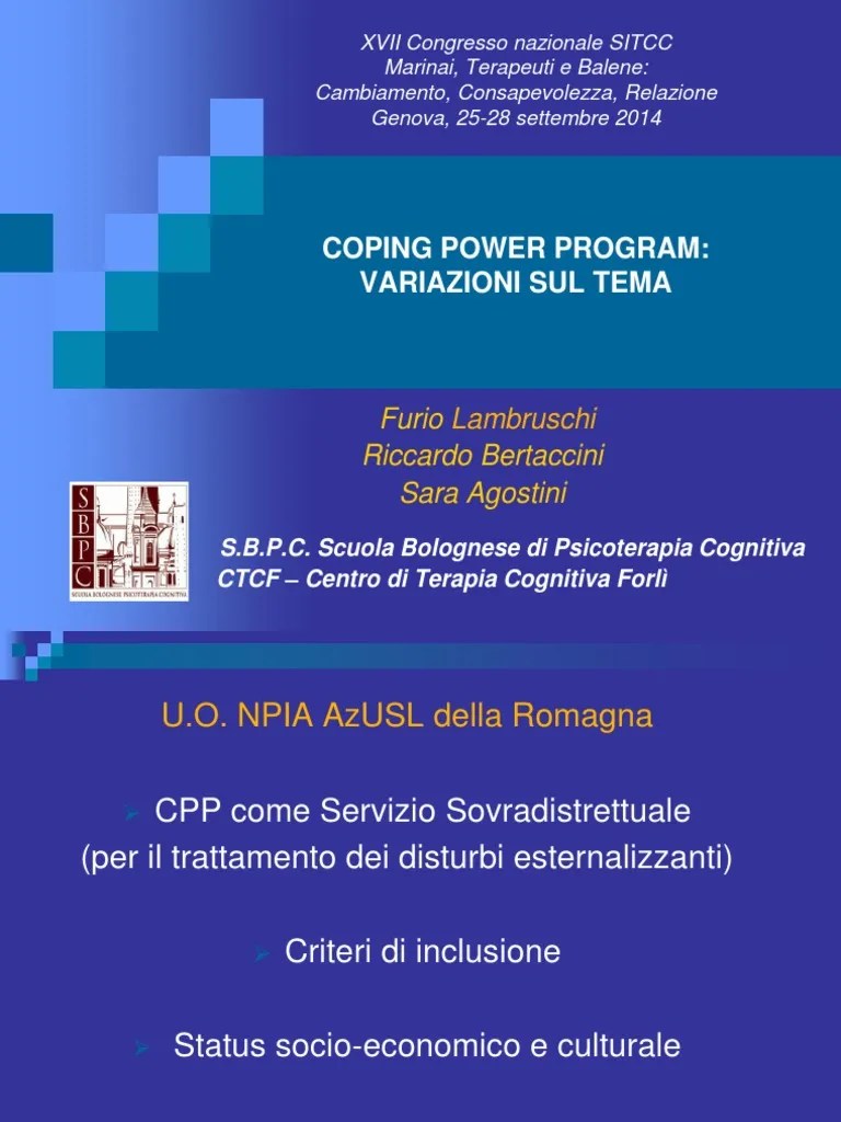 Obiettivi del Coping Power Program SITTC 2014