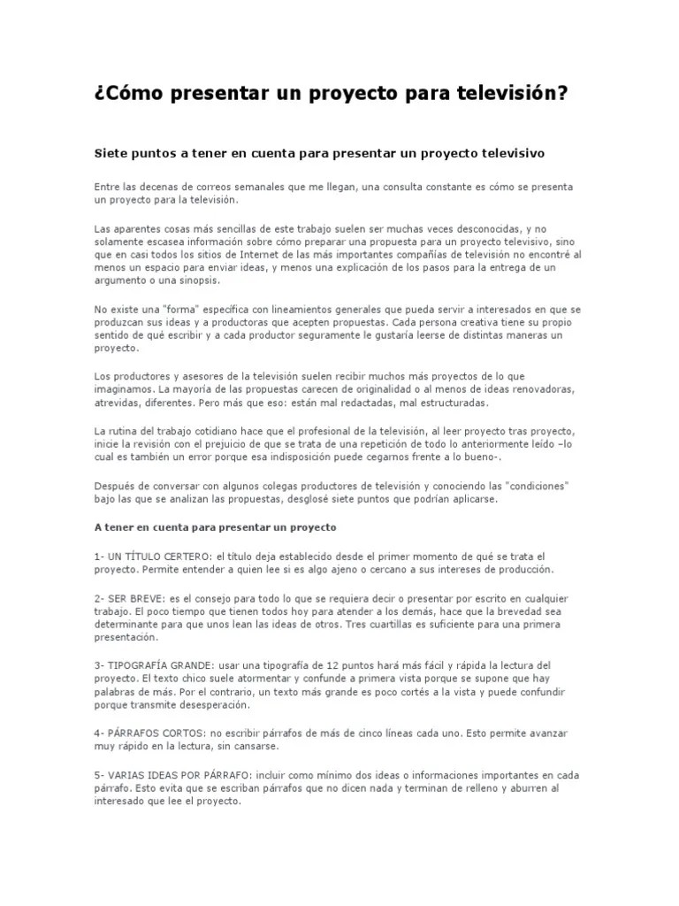 Como Presentar Un Proyecto De Trabajo Por Escrito Para