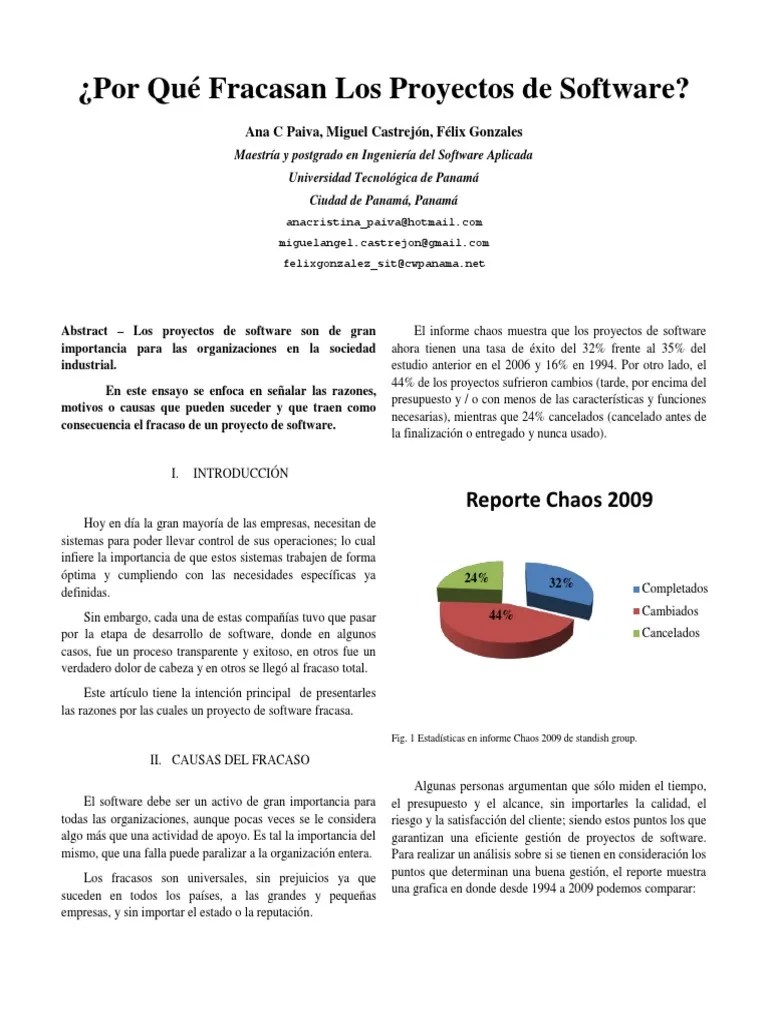 Porque Fracasan Los Proyectos de Software v3 Ingeniería de software