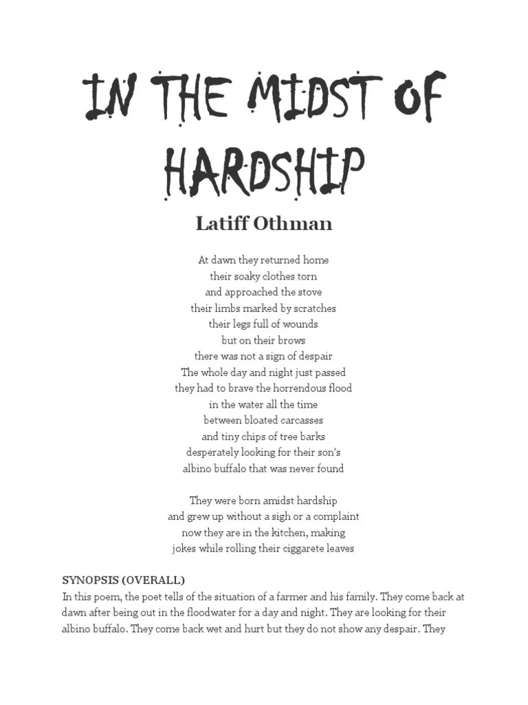 In The Midst of Hardship Form4 PDF Poetry