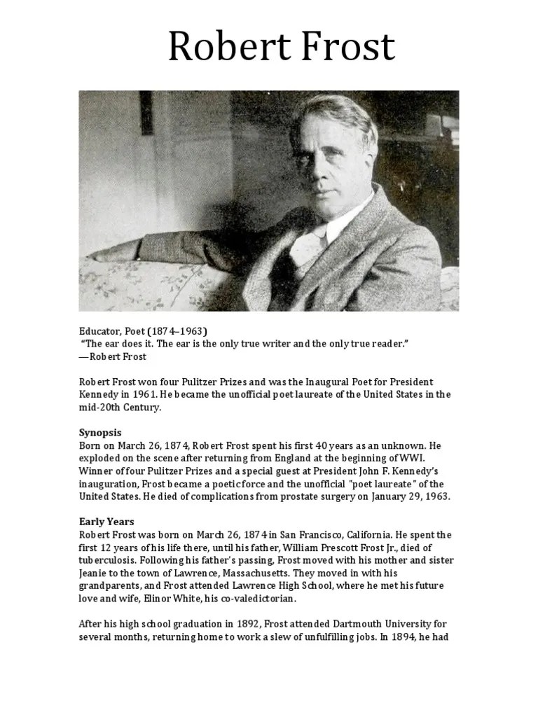 Robert Frost Biography Poetry Fiction & Literature