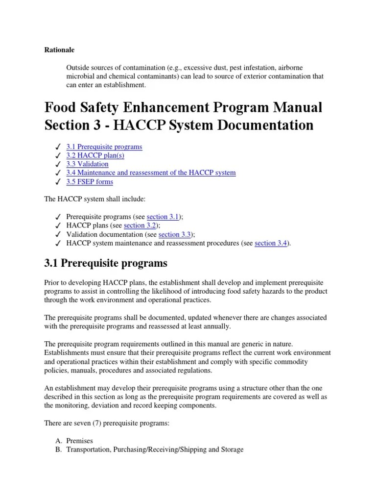 FSEP HACCP Template Manual Food Safety Hygiene Free 30day Trial