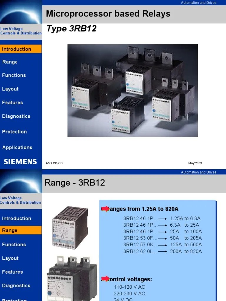 Microprocessor Based Overload Relay 3RB12 PDF Power Supply Relay