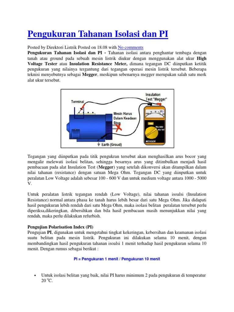 Alat Yang Digunakan Untuk Mengukur Tahanan Isolasi Adalah Berbagai Alat
