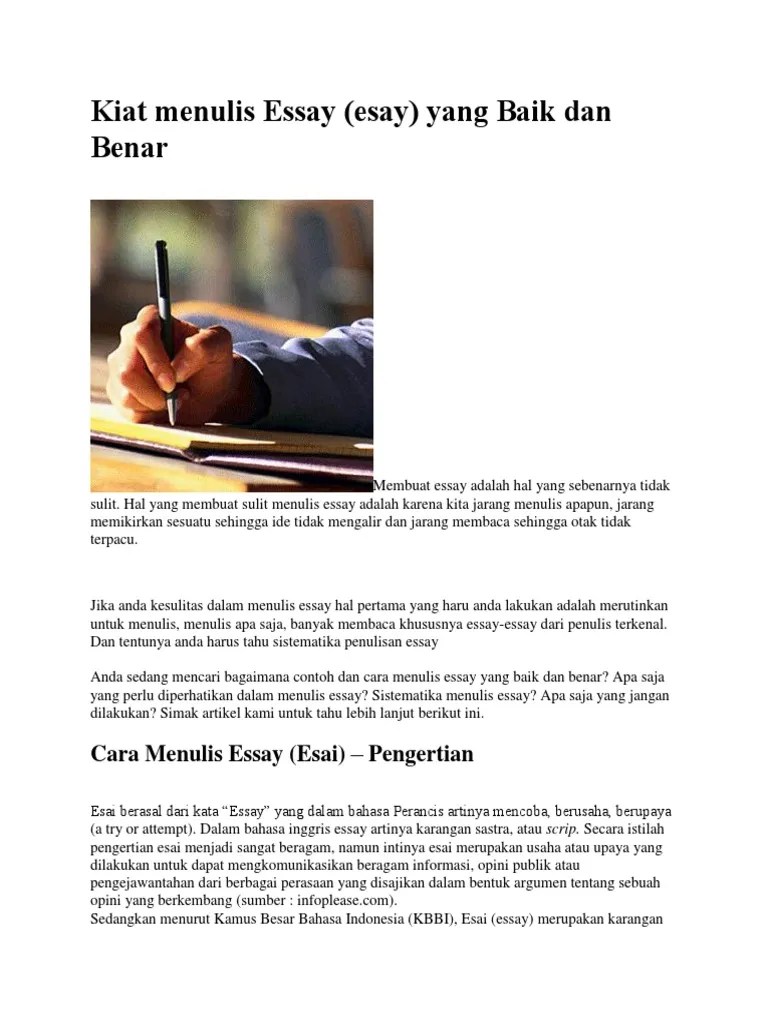 Cara Membuat Essay Yang Baik Dan Benar Membuat Itu