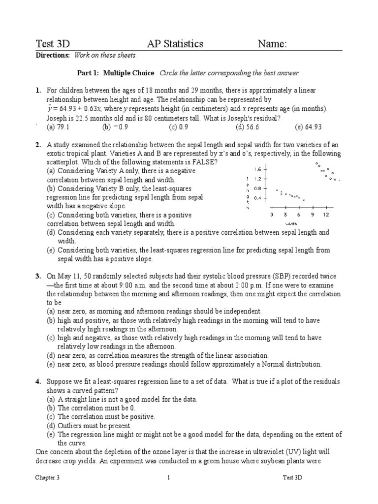 AP Stats Unit 3 Practice Test Regression Analysis Quantitative Research(02)