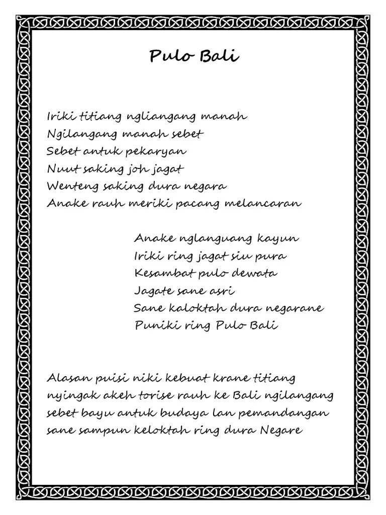 Puisi Bahasa Bali | PDF
