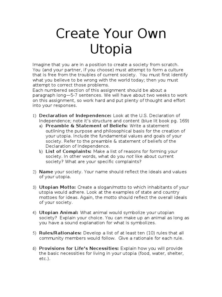 Create Your Own Utopia Utopia Value (Ethics)