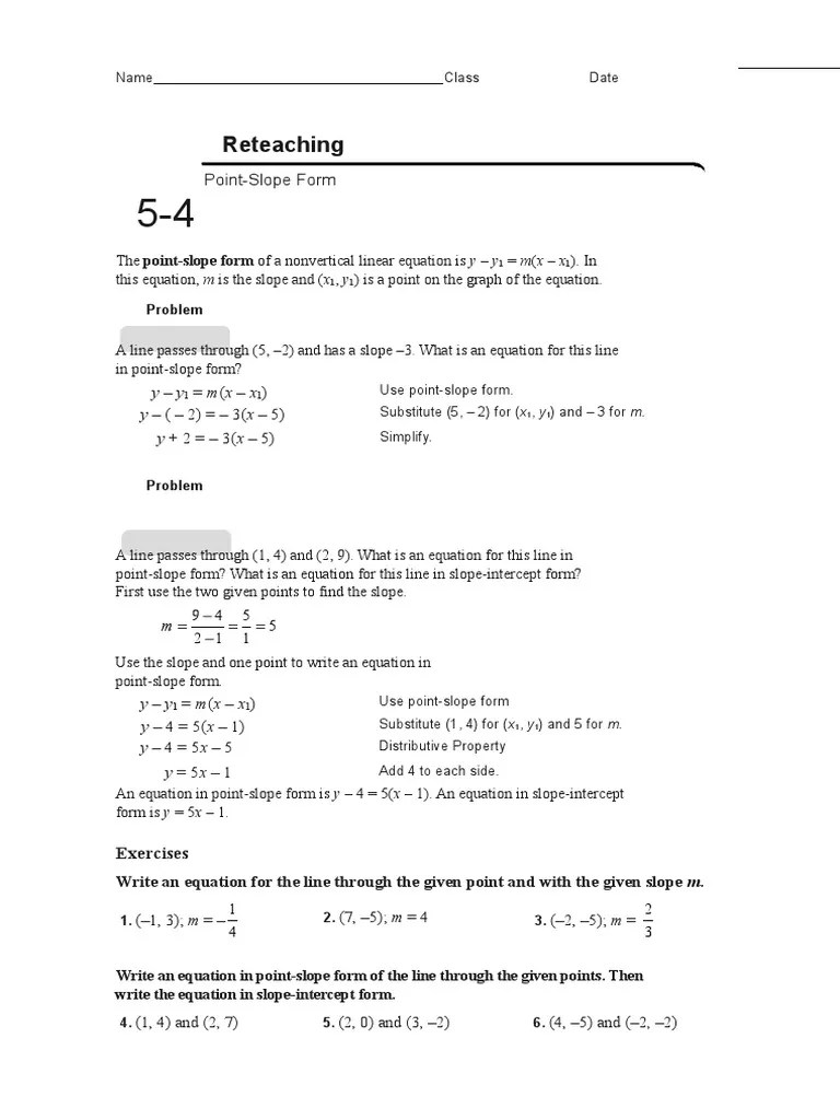 54 reteaching Analytic Geometry Algebra