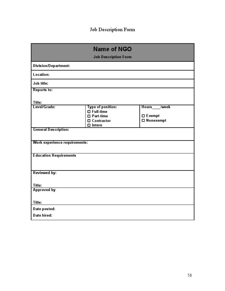 Job Description Form PDF