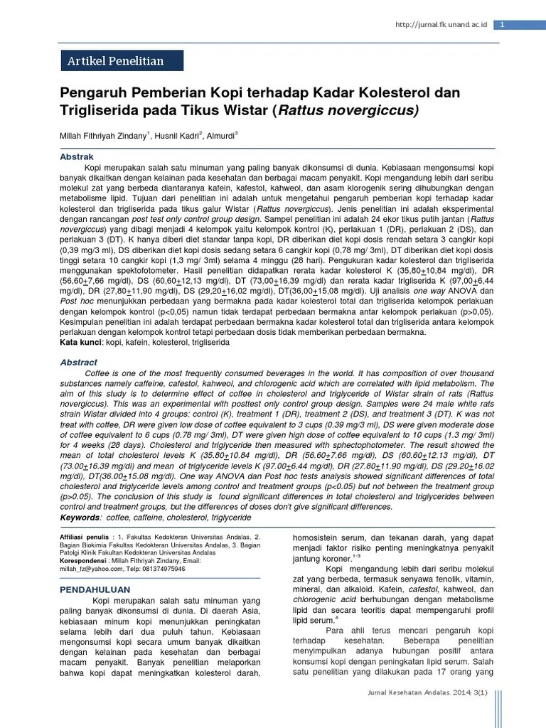 JurnalPengaruh Kopi Terhadap Kadar Kolesterol Dan Trigliserida Pada