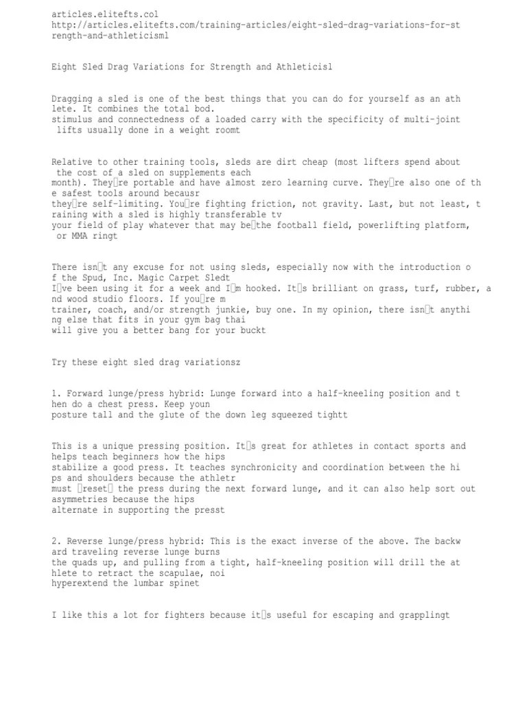 Eight Sled Drag Variations For Strength and Athleticism PDF Anatomical Terms Of Motion