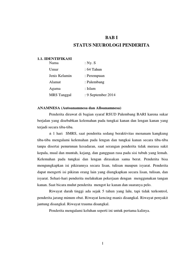 Case Saraf Hemiparese Dextra Tipe Spastik + Parese N VII N Xii Dextra Tipe  Sentral | PDF