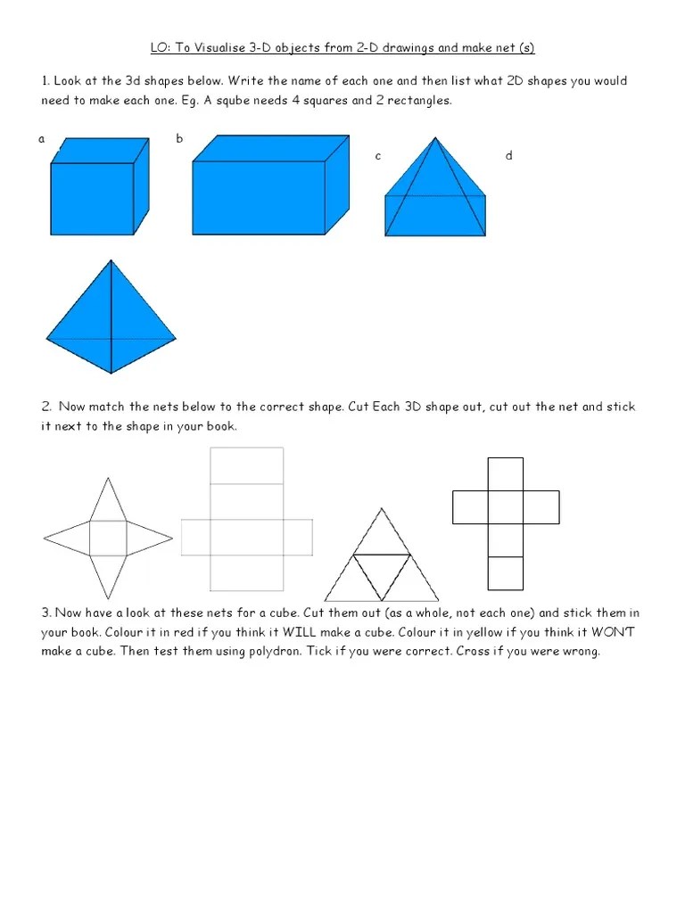 Making Nets of 3d Shapes PDF Teaching Mathematics