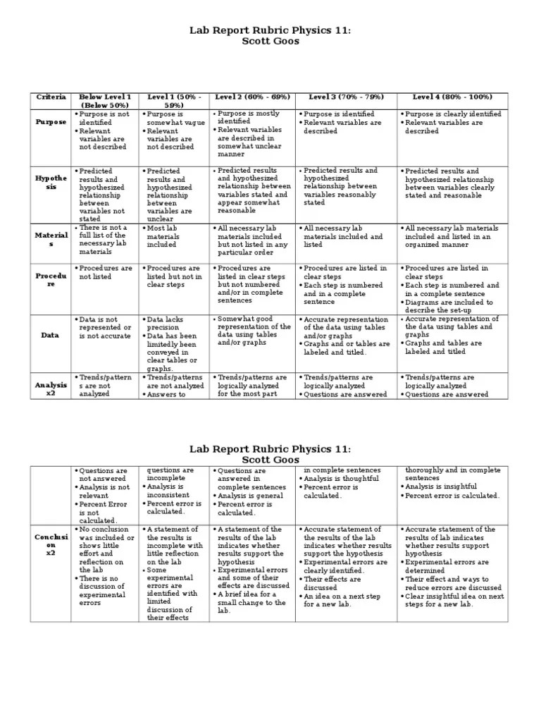 Lab Report Rubric PDF Epistemology Cognition