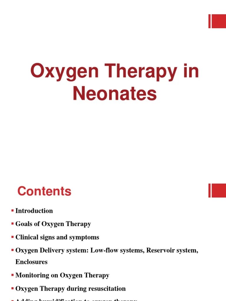 Oxygen Therapy in Neonates Neonatal Intensive Care Unit Hypoxia
