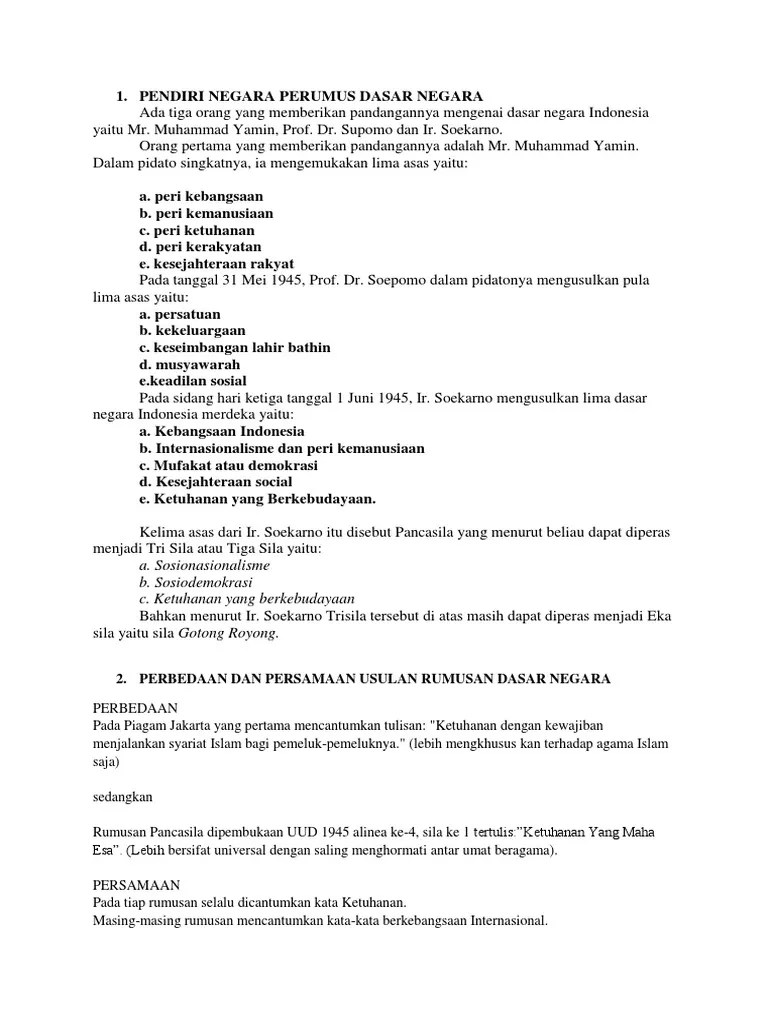 Nama Tiga Tokoh Yang Mengusulkan Rumusan Dasar Negara Indonesia Adalah