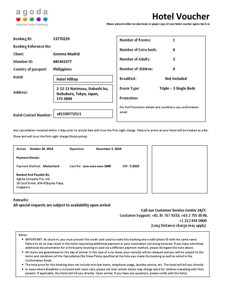 Agoda, Look Alike Hotel Voucher Free 30day Trial Scribd