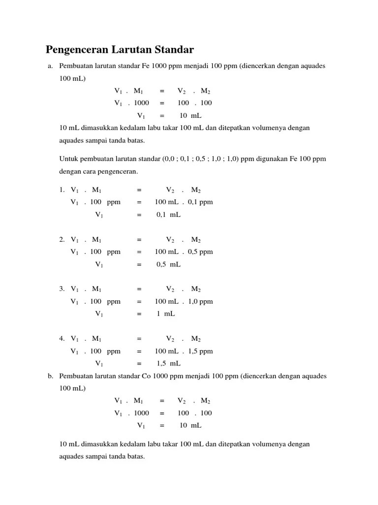Rumus Pengenceran Larutan Ppm – Sekali