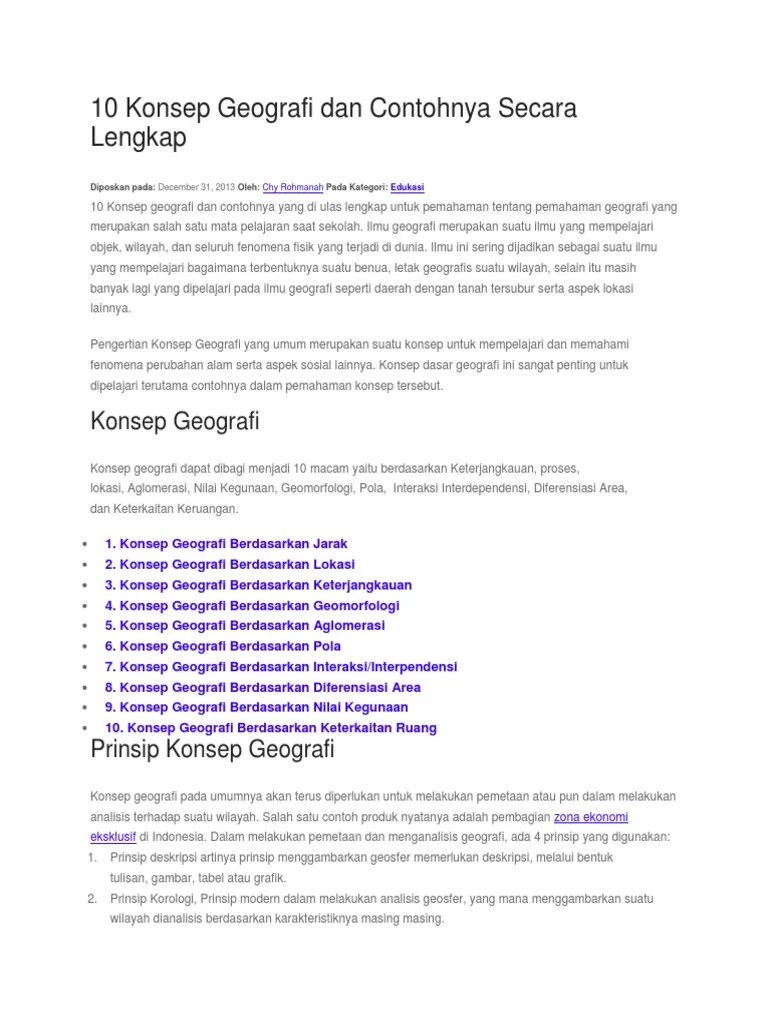 10 Konsep Geografi Dan Contohnya Secara Lengkap | PDF