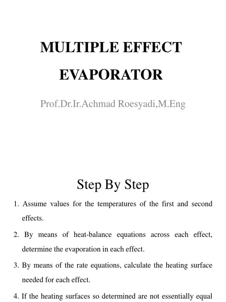Multiple Effect Evaporator PDF Evaporation Physical Quantities