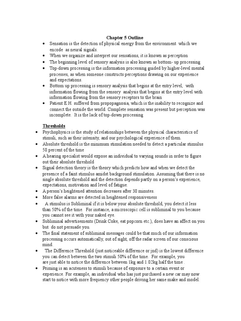 AP Psych Ch 5 Outline Perception Color