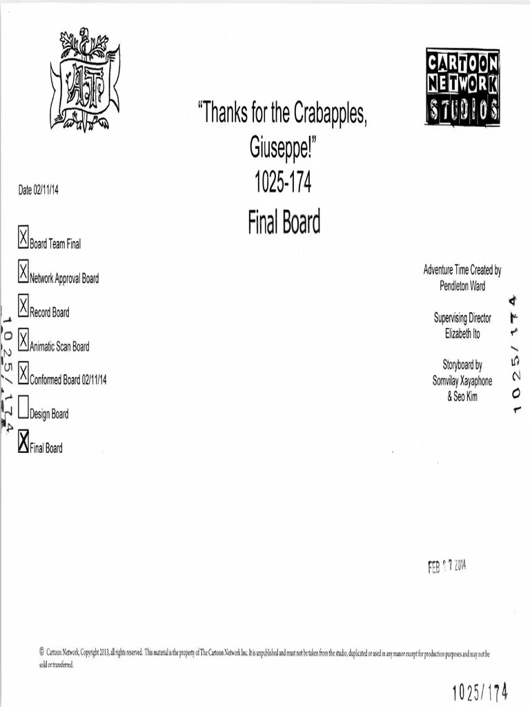 Thanks For The Crabapples Giuseppe 2025 AT 174 Thanks For The Crabapples, Giuseppe! Final Storyboard PDF