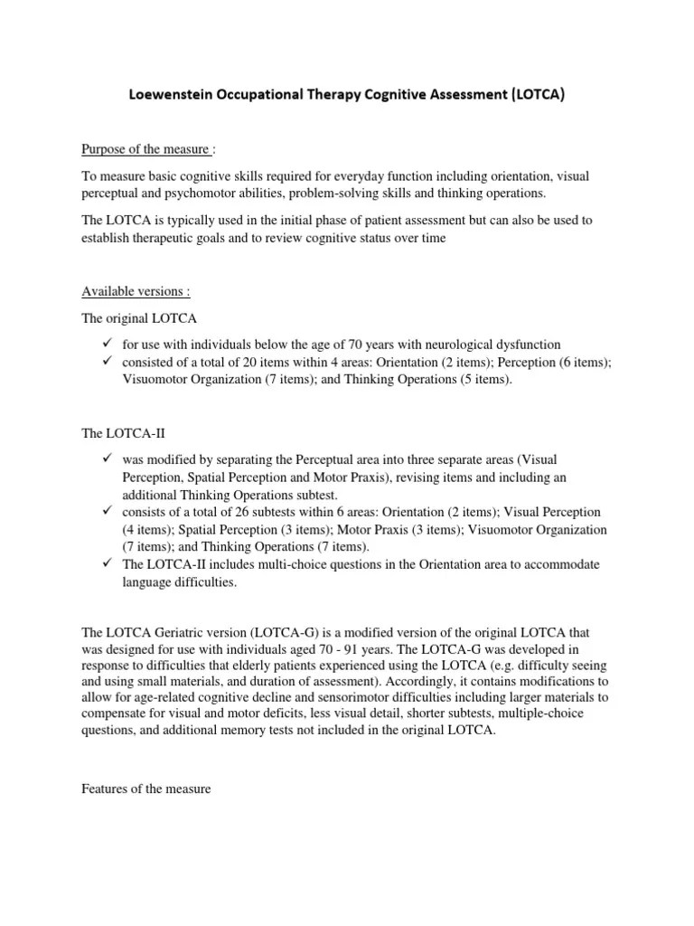 Loewenstein Occupational Therapy Cognitive Assessment.docx Anatomical