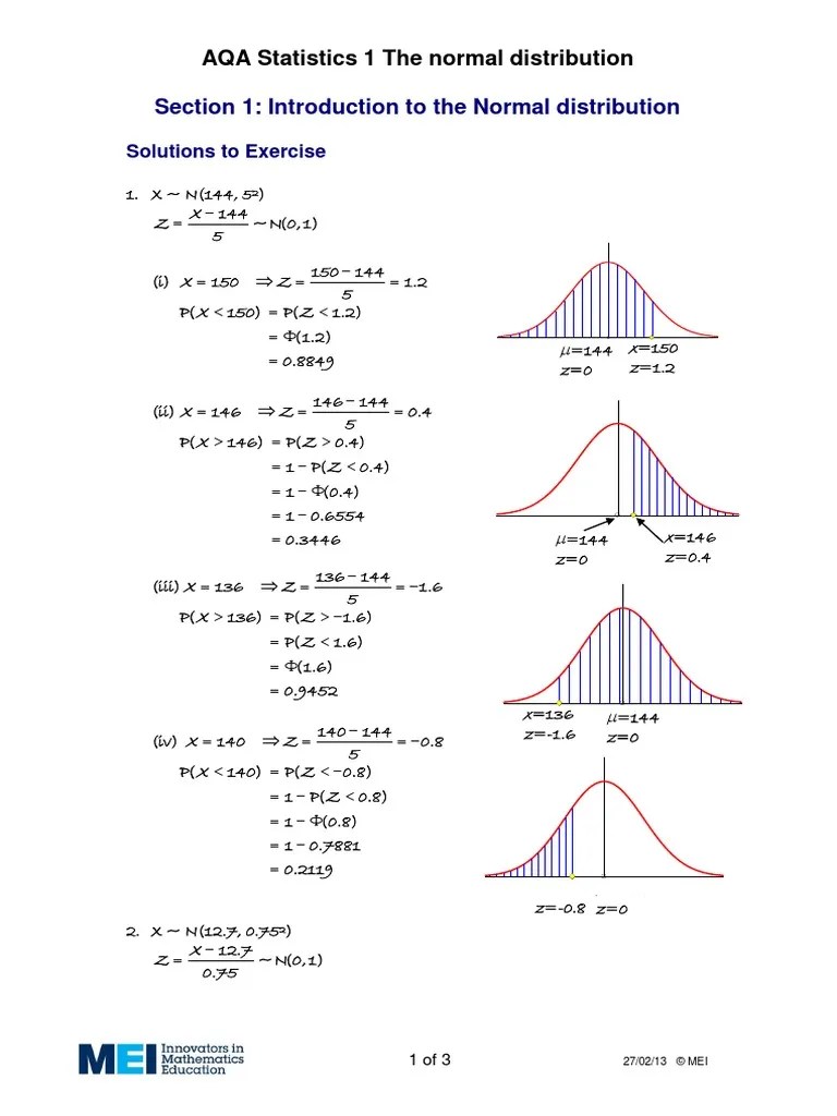 Introducing The Normal Distribution Solutions PDF PDF