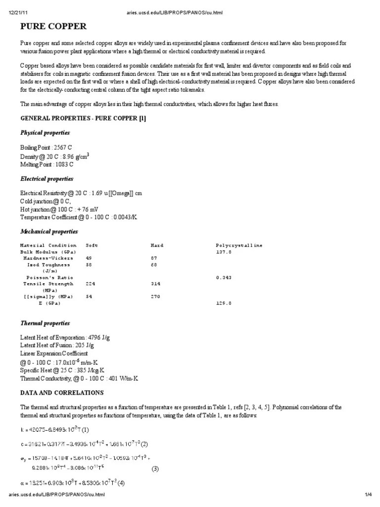 properties of copper vs temperature.pdf Copper Alloy