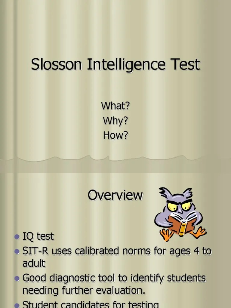 TEST DE INTELIGENCIA SLOSSON.ppt Intelligence Quotient