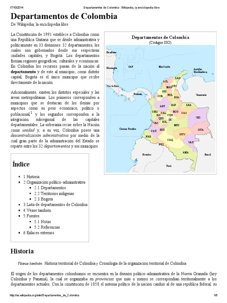 Departamentos de Colombia Wikipedia, la enciclopedia libre.pdf Información del Gobierno