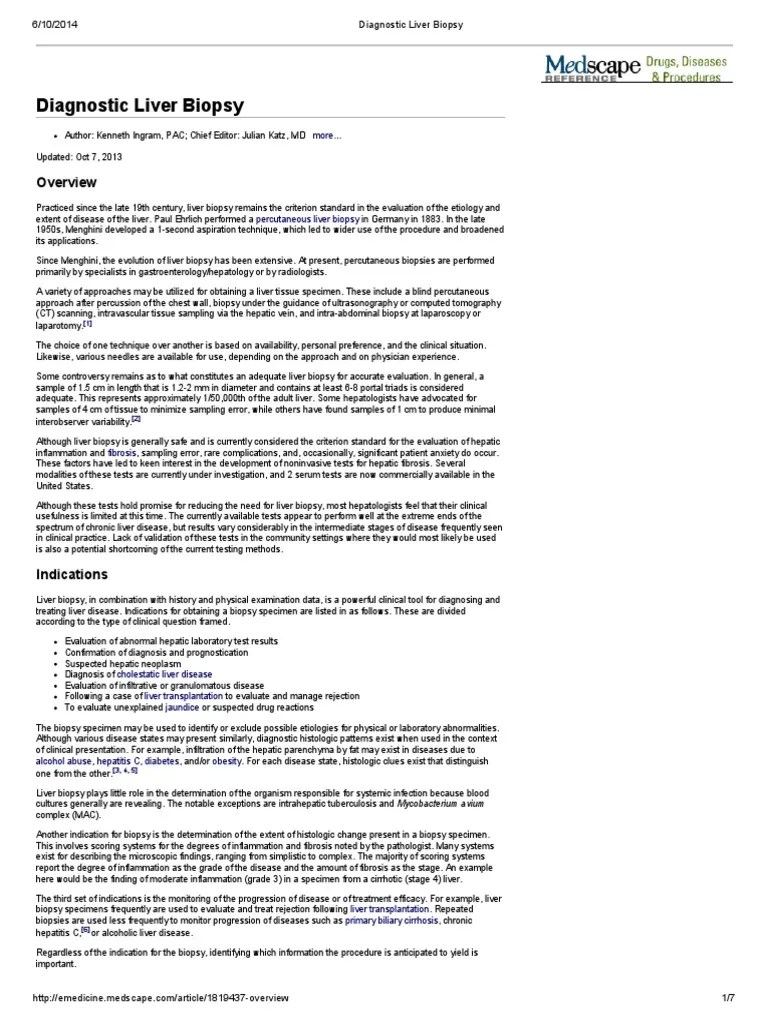 Diagnostic Liver Biopsy PDF PDF Cirrhosis Diseases And Disorders