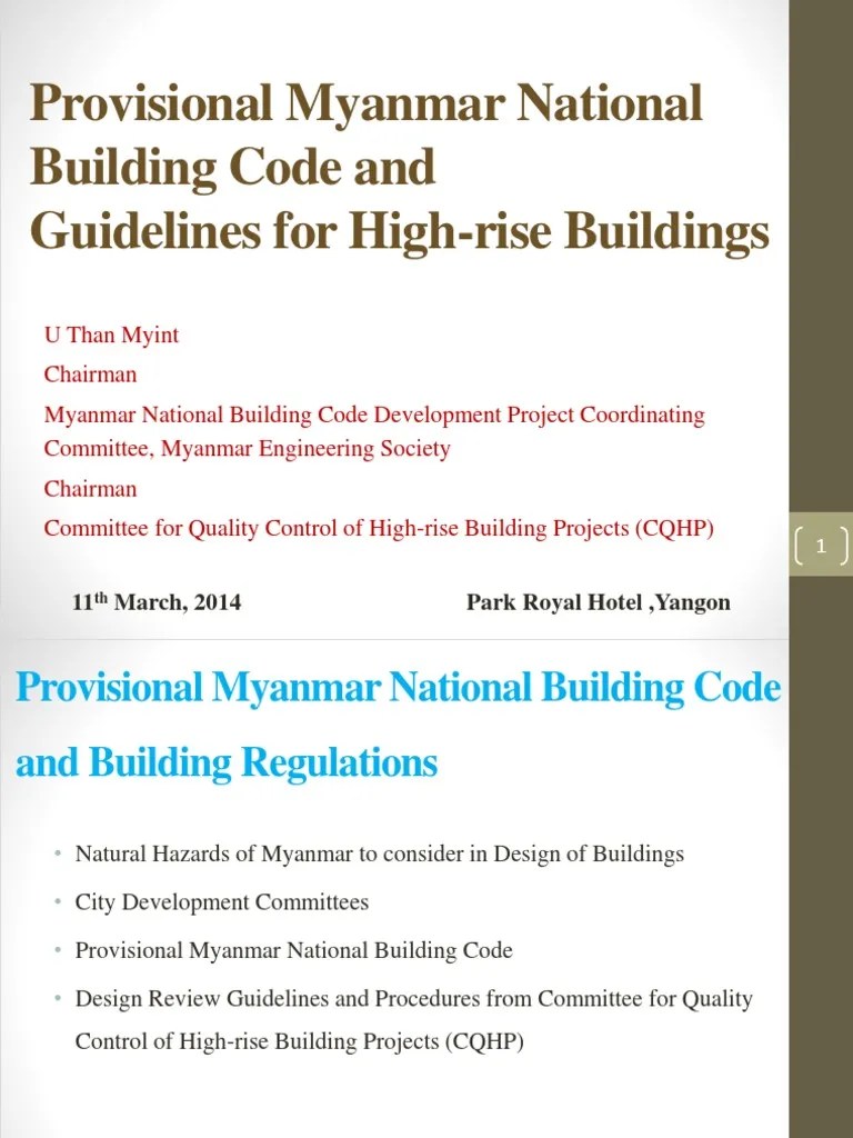 CQHP Potential of Myanmar Building Code Engineer Earthquakes