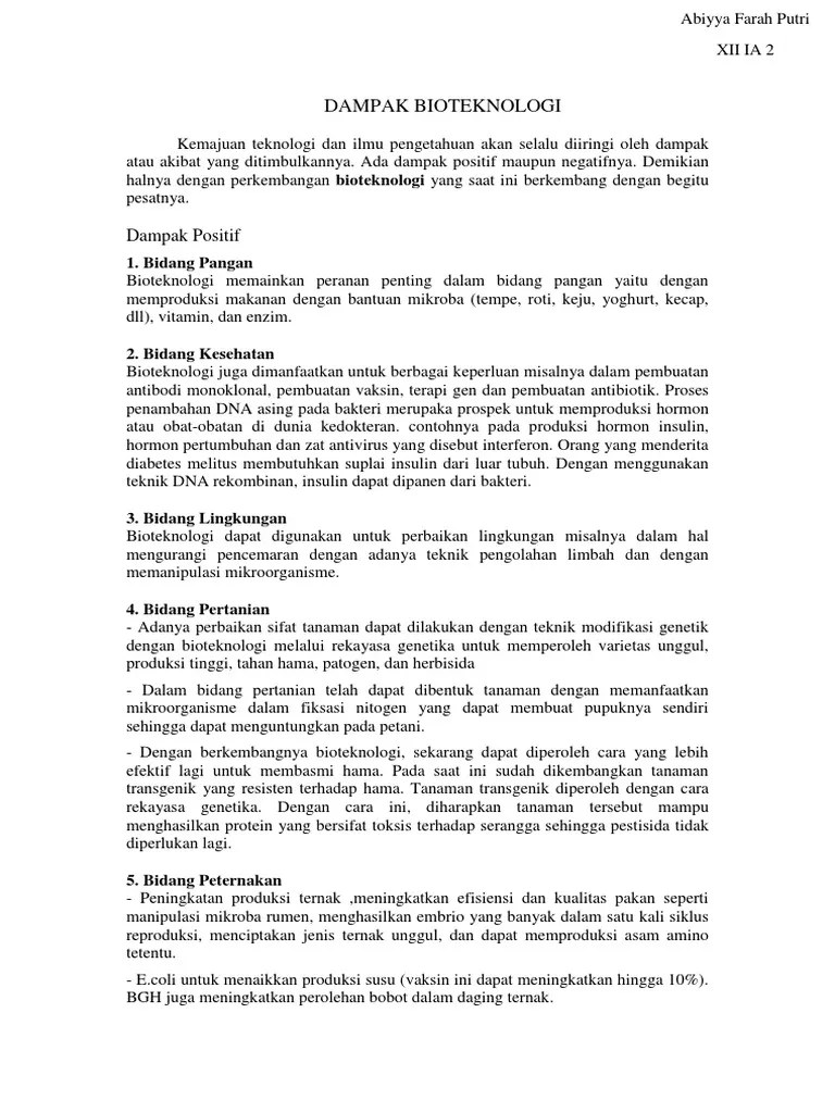 Dampak Bioteknologi | PDF