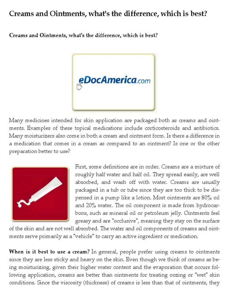 Creams and Ointments, What's the Difference, Which is Best Topical