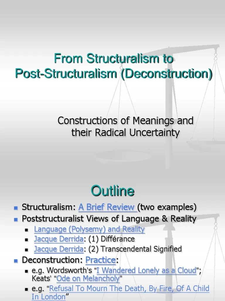 Poststructuralism Deconstruction Literary Criticism