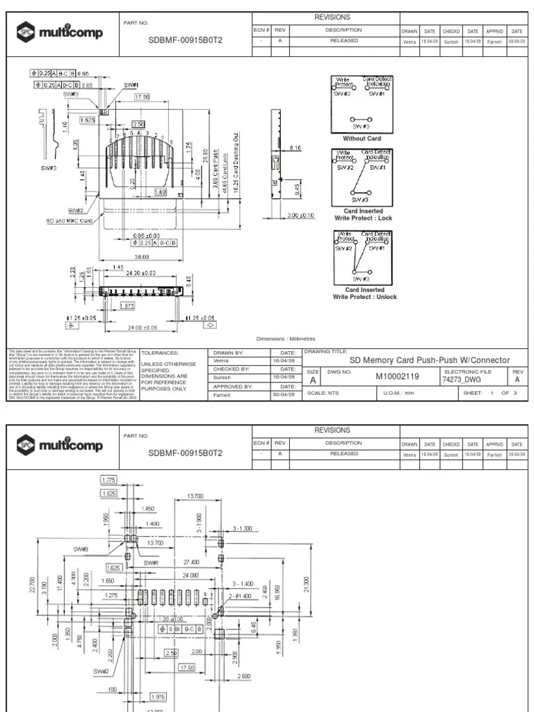 SDBMF-00915B0T2: SD card Socket Datasheet | License | Computing