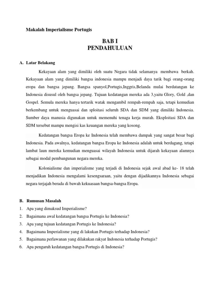 Kedatangan Bangsa Portugis Di Indonesia Tujuan