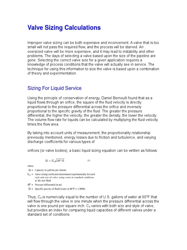 Valve Sizing Calculations: A Guide to Selecting the Correct Valve Size