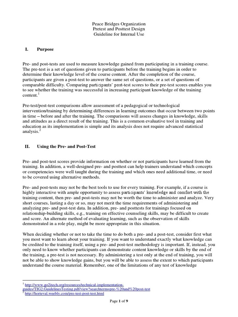 Pretest and Posttest Design For M&E Learning | PDF | Question