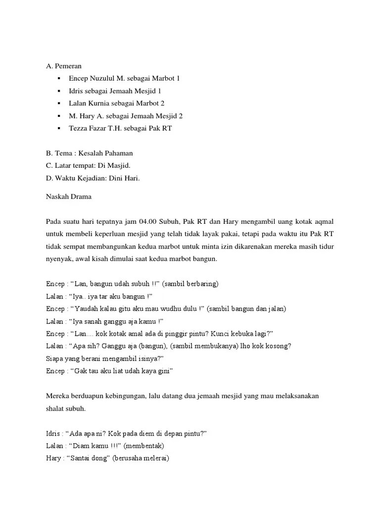 Naskah Drama 5 Orang Tentang Persahabatan Alur | PDF