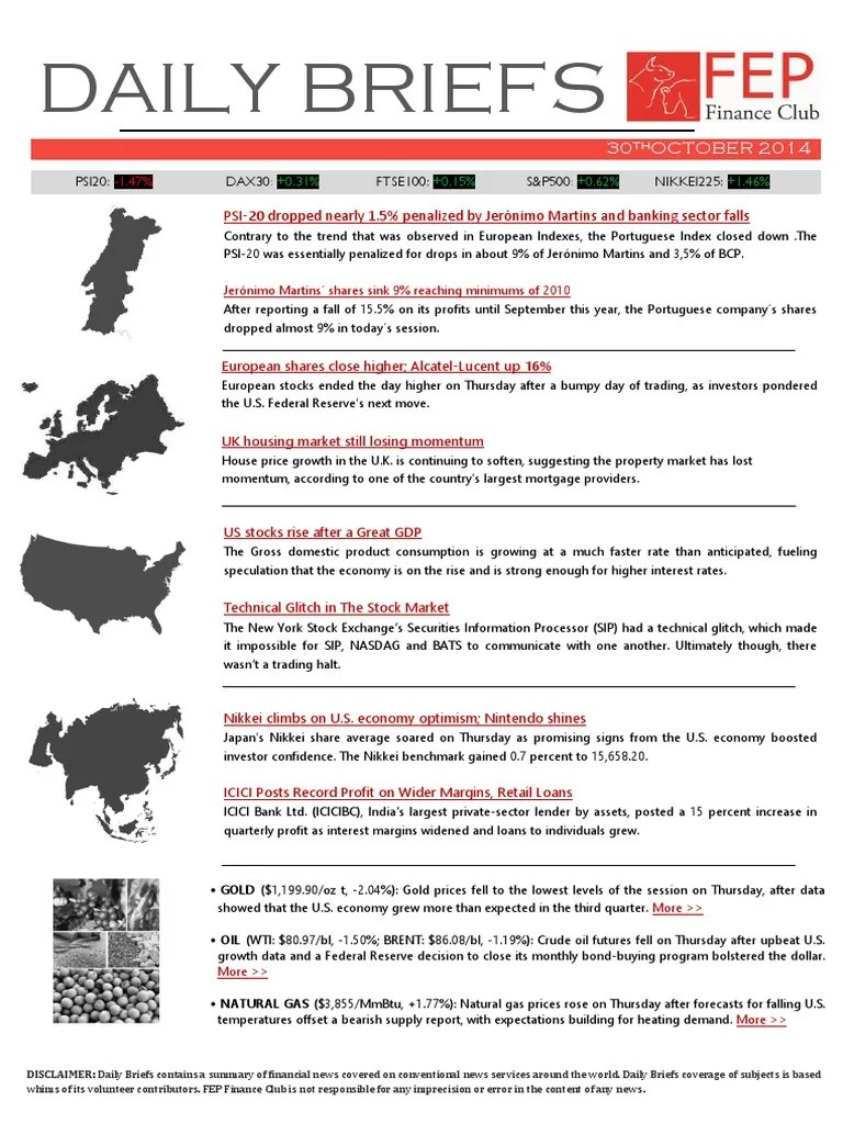 Daily Briefs 30.10.2014 Money Economies