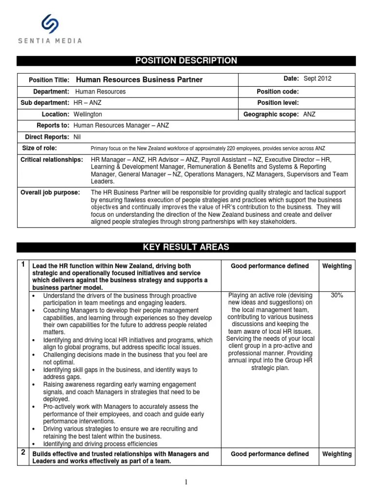 KRA Sample PDF Human Resources Strategic Management