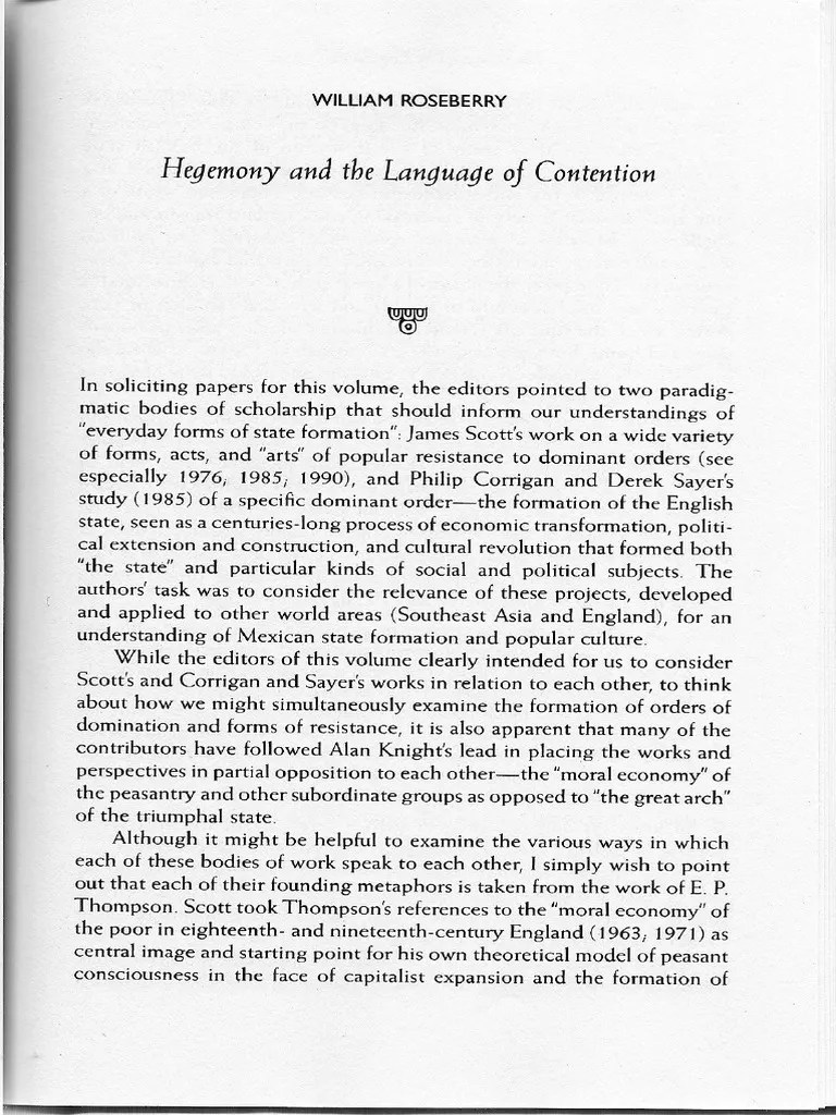 Roseberry Hegemony Reading Notes PDF Antonio Gramsci(01)